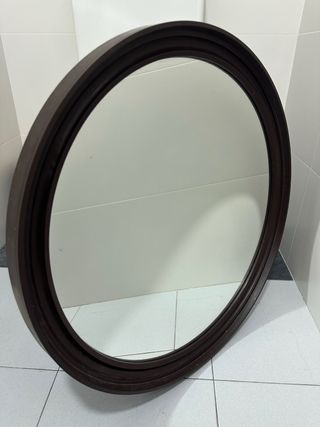 Espejo Redondo Baño Madera / resina Marrón