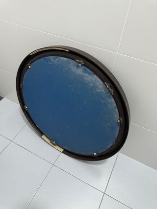 Espejo Redondo Baño Madera / resina Marrón