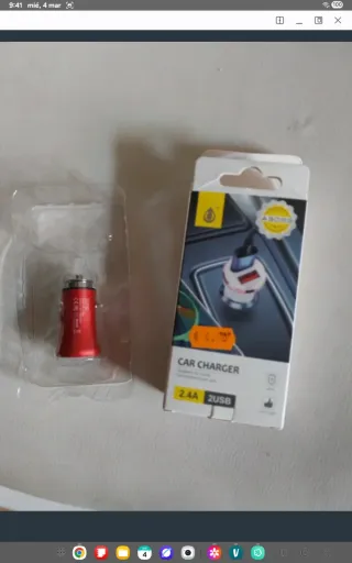 Cargador Coche ABOSS Rojo Doble Puerto USB