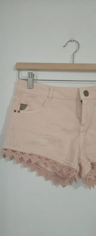 Shorts Bershka in pizzo rosa pesca taglia 38