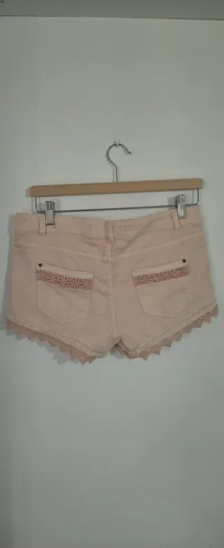 Shorts Bershka in pizzo rosa pesca taglia 38