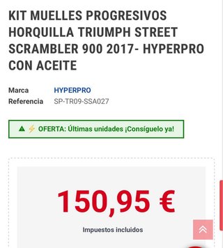 Muelles progresivos triumph scrambler 900 hyperpro