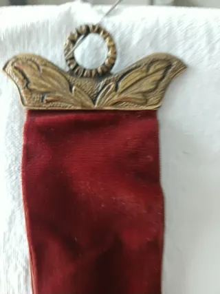 Drappo velluto con cornice ottone primi '900