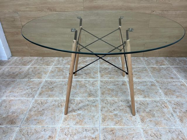 Mesa Redonda Cristal Templado Tower 120cm