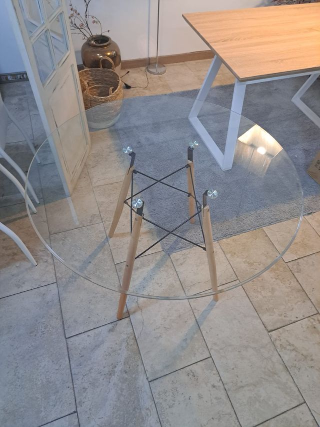 Mesa Redonda Cristal Templado Tower 120cm