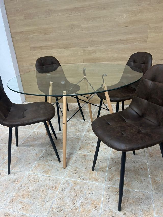 Mesa Redonda Cristal Templado Tower 120cm