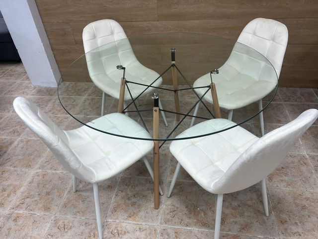 Mesa Redonda Cristal Templado Tower 120cm