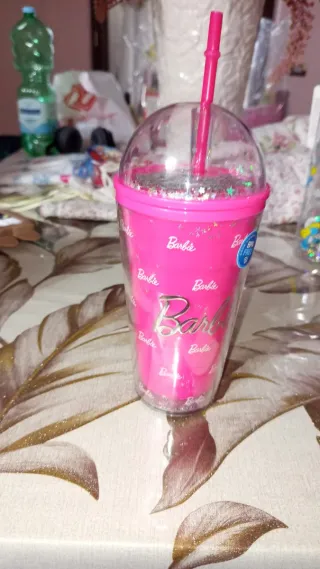 Borraccia Barbie con Cannuccia Rosa