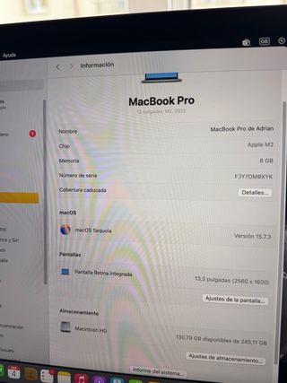 MacBook Pro 13,3 2022 Plata con Caja