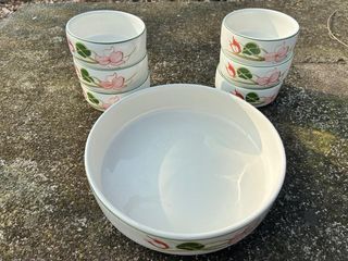 Set Macedonia Zuppiera 6 Ciotole Dipinte Mano