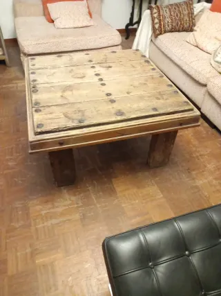 Mesa rústica madera y metal