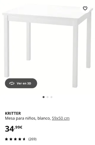 Mesa escritorio infantil KRITTER blanca 59x50 cm