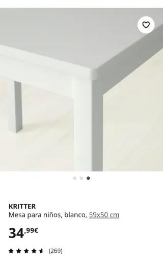 Mesa escritorio infantil KRITTER blanca 59x50 cm