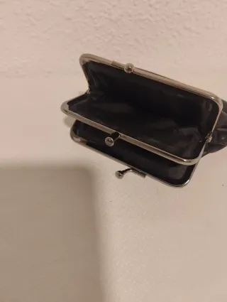 Monedero piel vintage negro de mujer