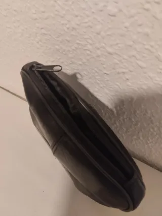 Monedero piel vintage negro de mujer