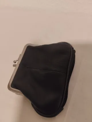 Monedero piel vintage negro de mujer