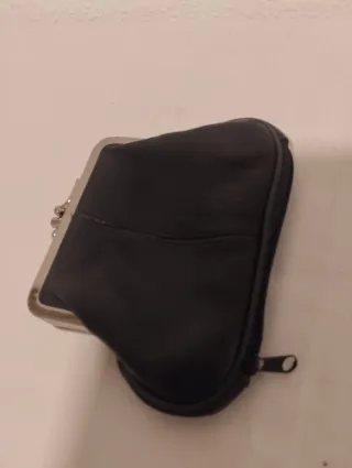 Monedero piel vintage negro de mujer