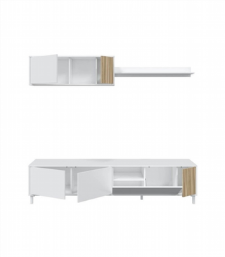 Mueble de Salón 200 cm. Blanco Artik/Natur