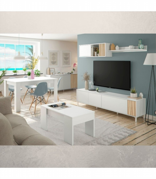 Mueble de Salón 200 cm. Blanco Artik/Natur