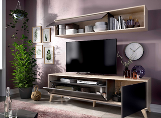 Mueble de Salón Tv Bonn 180cm. Natural y Grafito