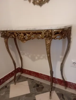 Recibidor Vintage Bronce Dorado Mesa y Espejo