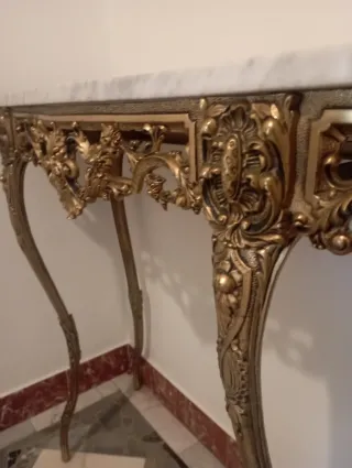 Recibidor Vintage Bronce Dorado Mesa y Espejo