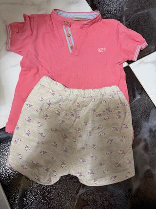 Conjunto niño y pantalón estampado Mayoral y ZARA