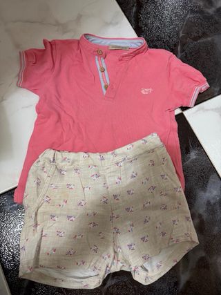 Conjunto niño y pantalón estampado Mayoral y ZARA