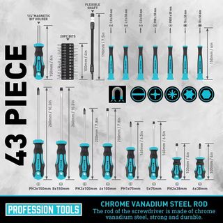 Maletín Destornilladores 43 Piezas Azul