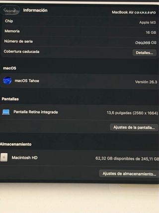 MacBook Air M3 16GB Plata