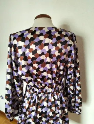 Vestido Kling Geométrico Vintage Talla S