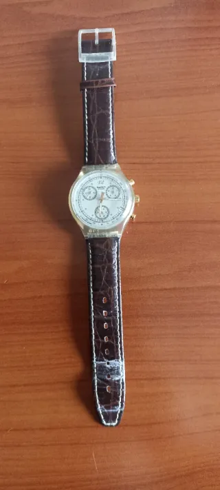 Orologio Swatch Cronografo Pelle Marrone