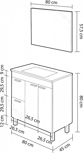 Mueble de Baño, Lavabo y Espejo 2 Puertas y 2 Caj