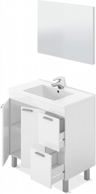 Mueble de Baño, Lavabo y Espejo 2 Puertas y 2 Caj
