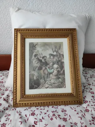 Marco de madera vintage dorado