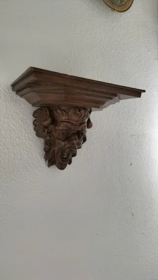 Antigua ménsula roble tallada mascarón s.XIX