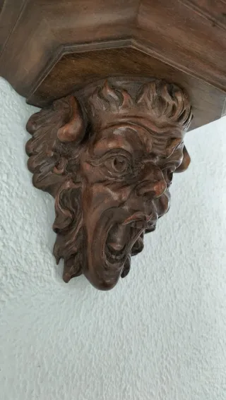 Antigua ménsula roble tallada mascarón s.XIX