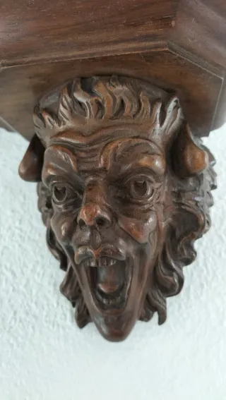 Antigua ménsula roble tallada mascarón s.XIX