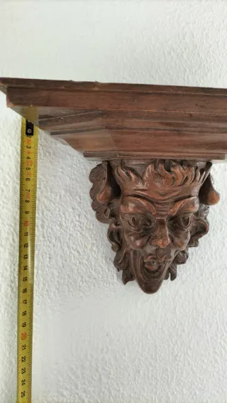 Antigua ménsula roble tallada mascarón s.XIX