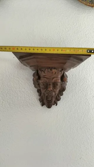 Antigua ménsula roble tallada mascarón s.XIX
