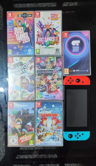 Nintendo Switch con 6 juegos y accesorios