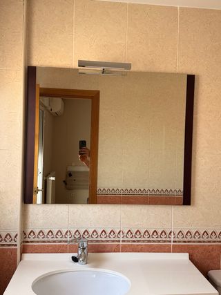 Espejo de baño madera y cristal