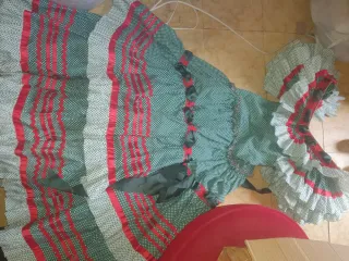 Vestido Flamenco Verde y Rojo