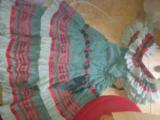Vestido Flamenco Verde y Rojo