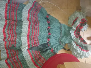 Vestido Flamenco Verde y Rojo