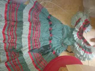 Vestido Flamenco Verde y Rojo
