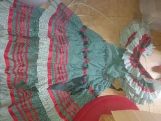 Vestido Flamenco Verde y Rojo