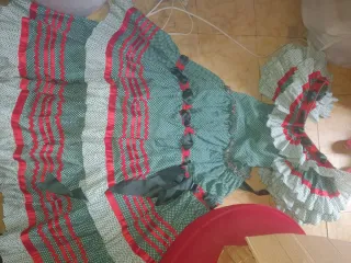 Vestido Flamenco Verde y Rojo