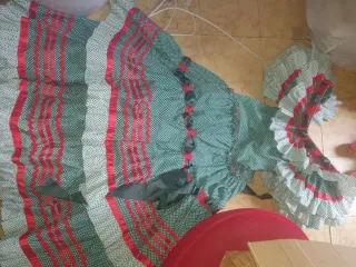 Vestido Flamenco Verde y Rojo