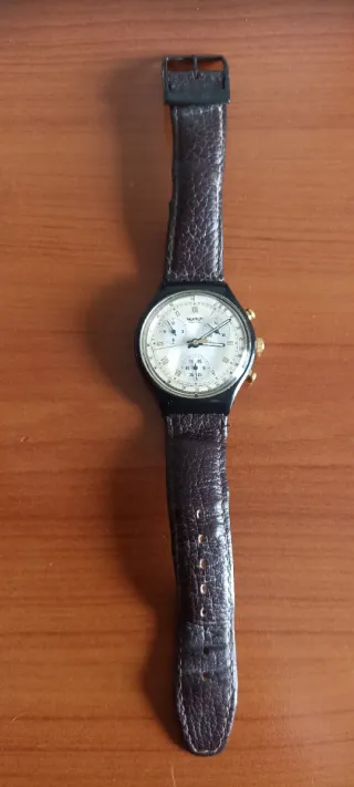 Orologio Swatch Cronografo Pelle Marrone